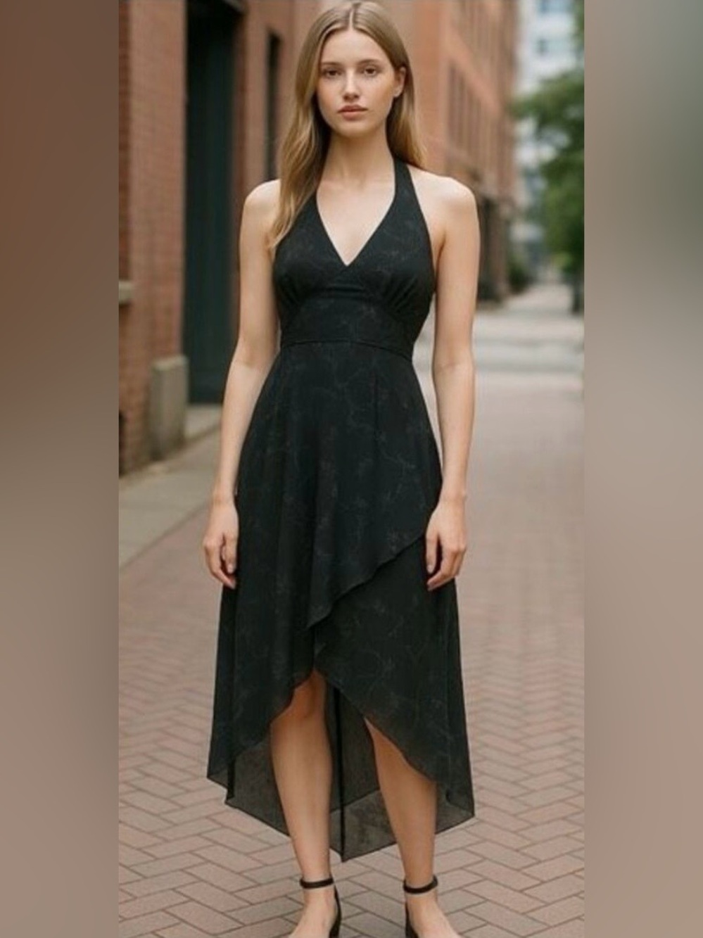 City Triangles Black Halter High-Low Dress